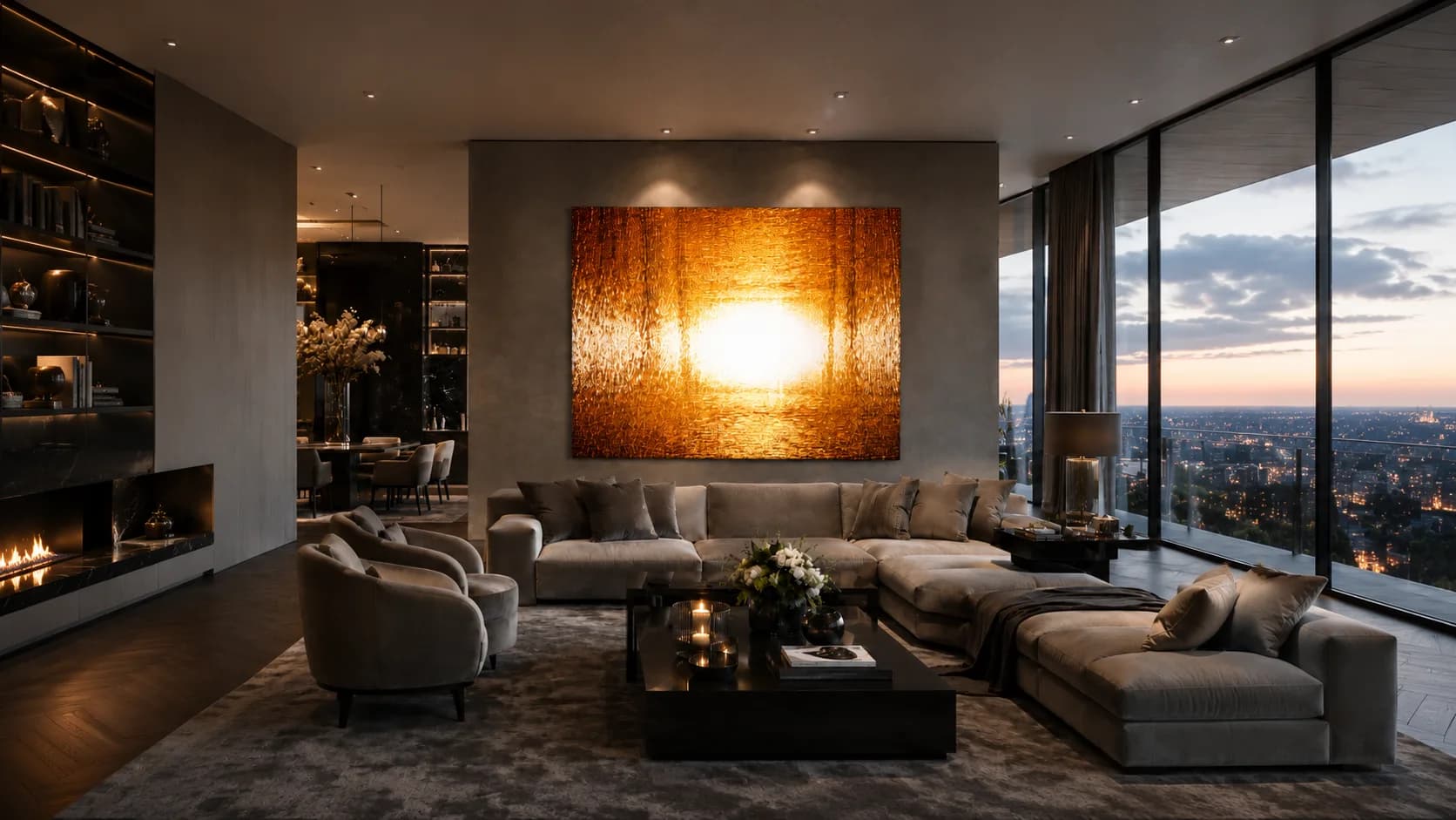 Golden Portal in a penthouse, visualisation of scale and placement