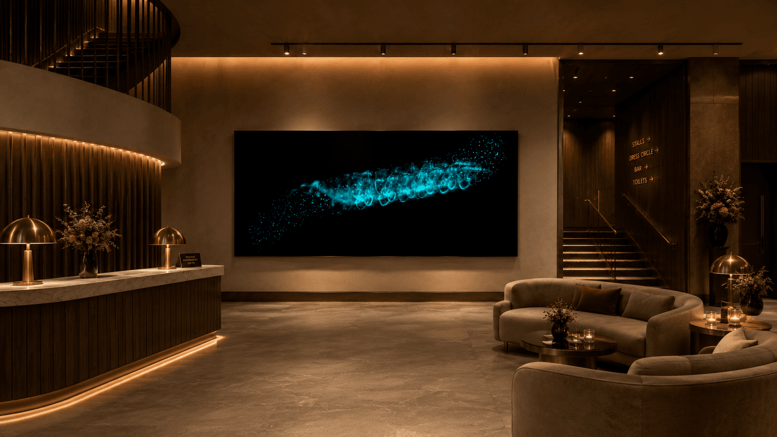 Helix of Still Charge in a hotel foyer, visualisation of scale and placement